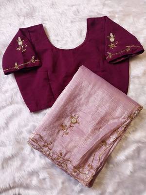 Pink Color  handwork georgette Saree 1