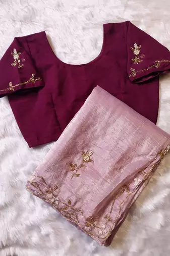 Pink Color  handwork georgette Saree