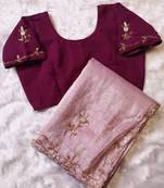 Pink Color  handwork georgette Saree