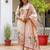 Floral embroidered silk v neck kurta trouser & dupatta set