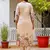 Floral embroidered silk v neck kurta trouser & dupatta set