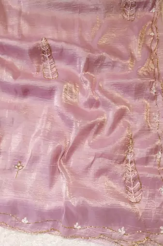 Light Pink Color handwork Silk Blend Saree