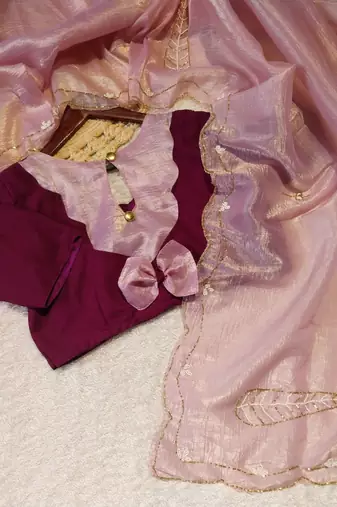 Light Pink Color handwork Silk Blend Saree