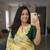 Yellow Color handwork Silk Blend Saree