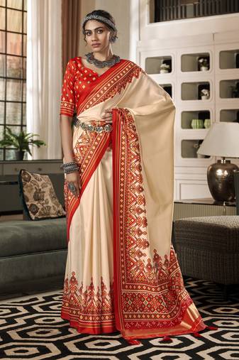  CREAM silk blend saree 
