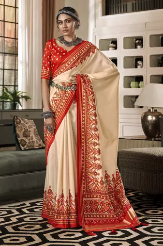  CREAM silk blend saree 