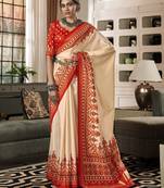  CREAM silk blend saree 