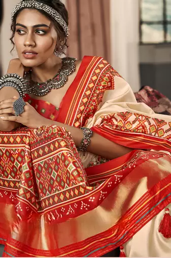  CREAM silk blend saree 