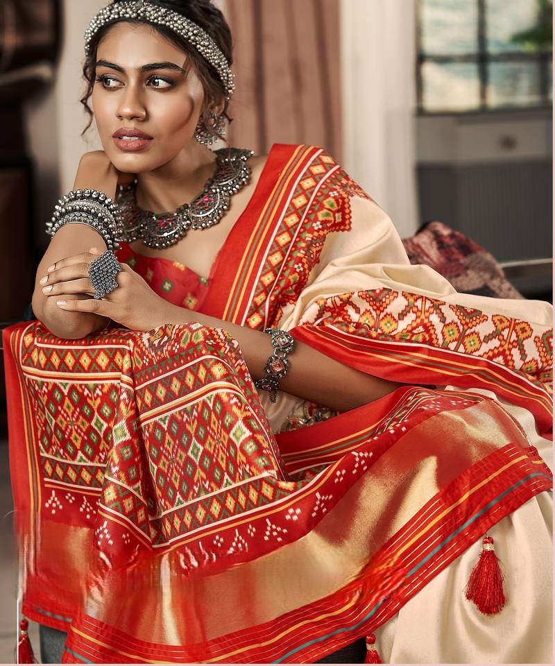  CREAM silk blend saree 