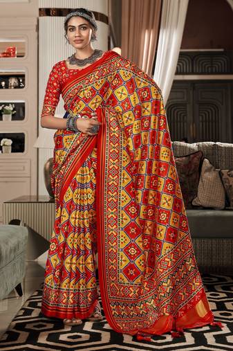  ORANGE silk blend saree 