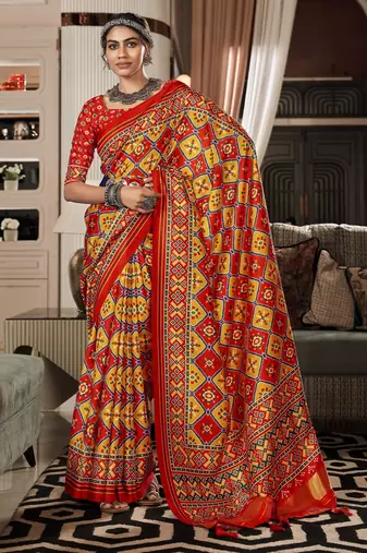  ORANGE silk blend saree 