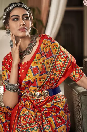  ORANGE silk blend saree 