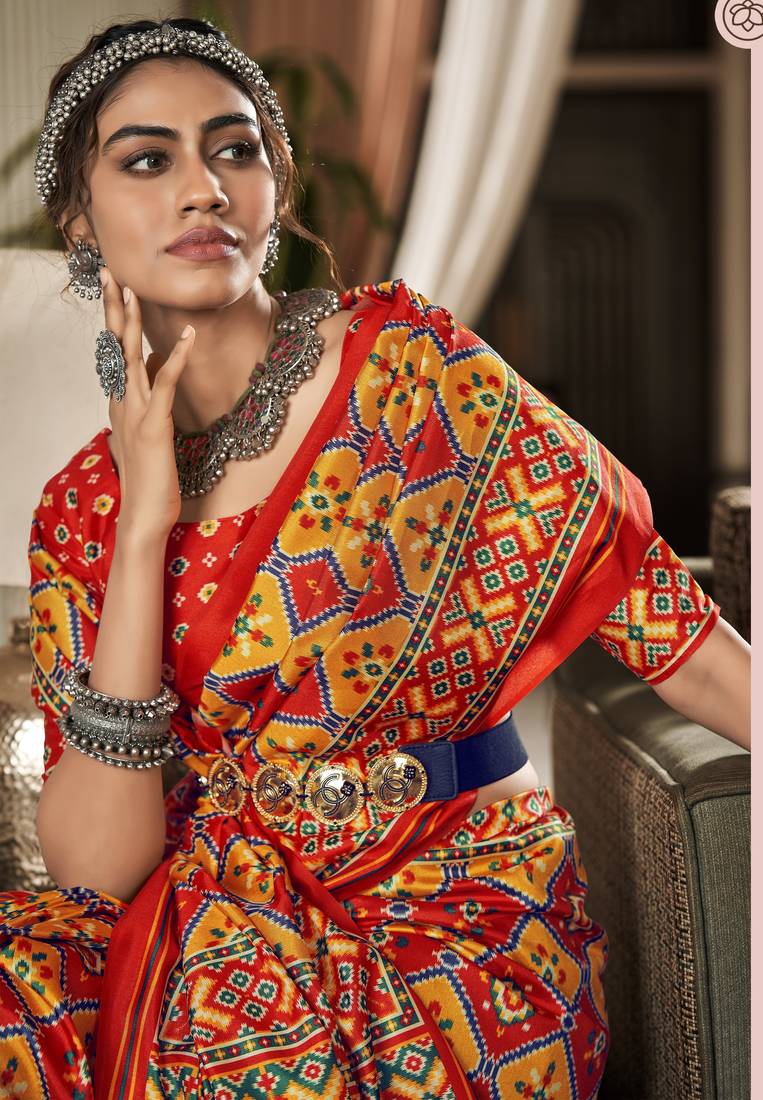  ORANGE silk blend saree 