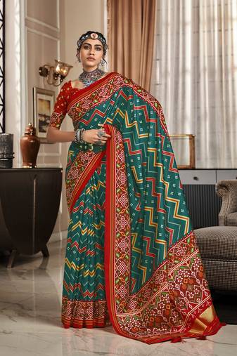 GREEN  silk blend saree 