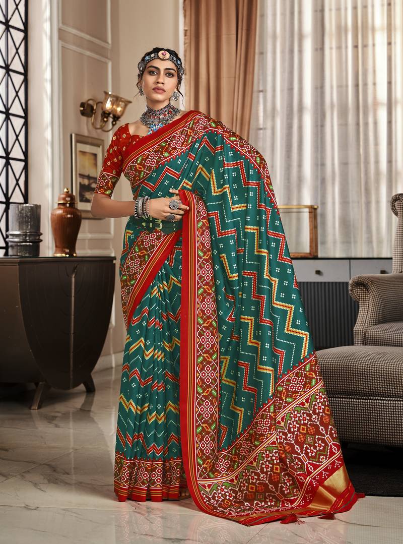 GREEN  silk blend saree 