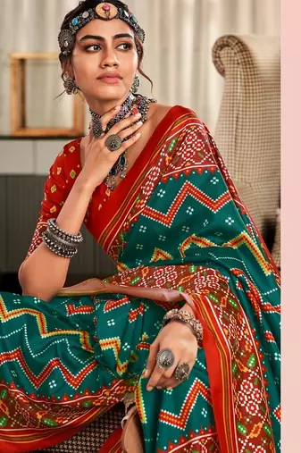 GREEN  silk blend saree 