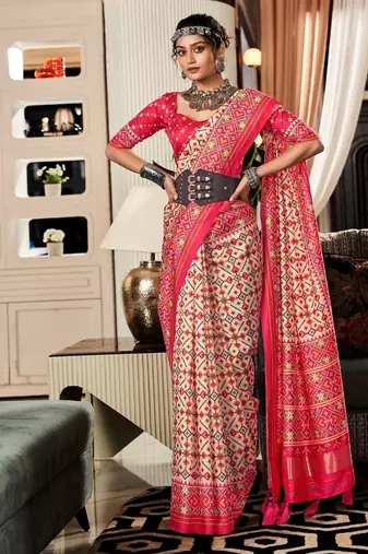 WHITE silk blend saree 