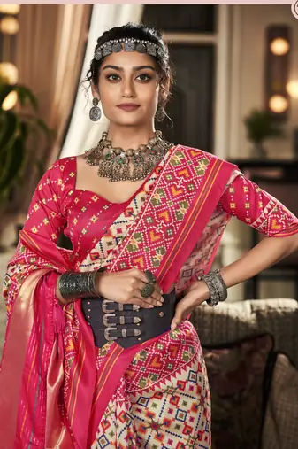WHITE silk blend saree 