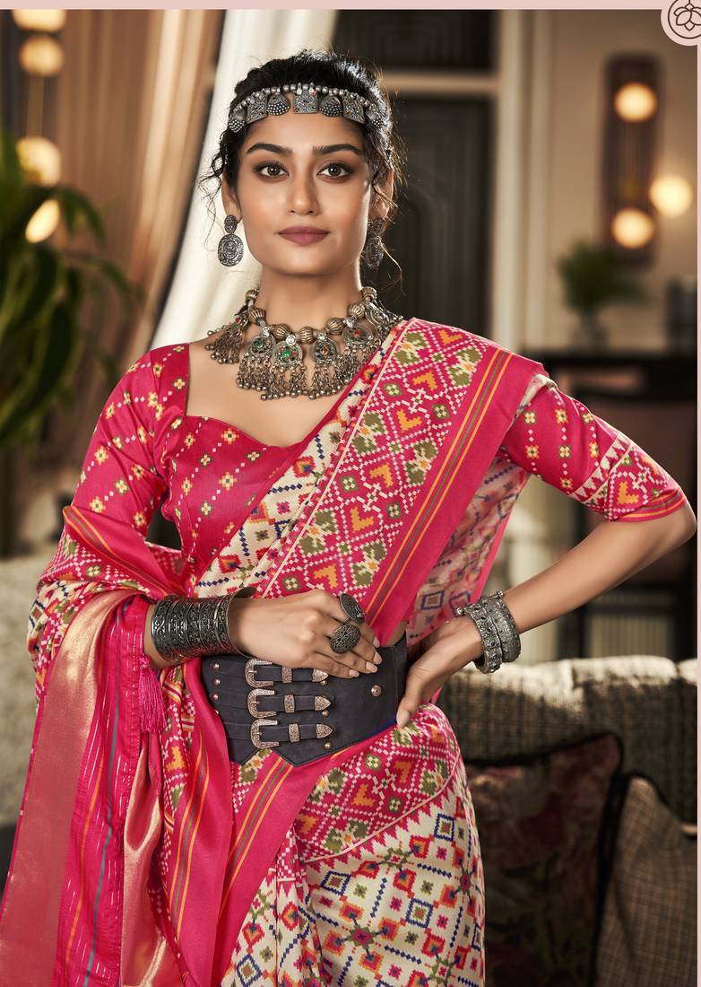 WHITE silk blend saree 
