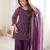 Wine crunchy silk embroidered kurta set with bell bottom pants & dupatta