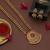 Designer maroon & green color long temple necklace set with antique artwork