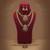 Traditional maroon & green color lord laxmi long temple necklace set artwork
