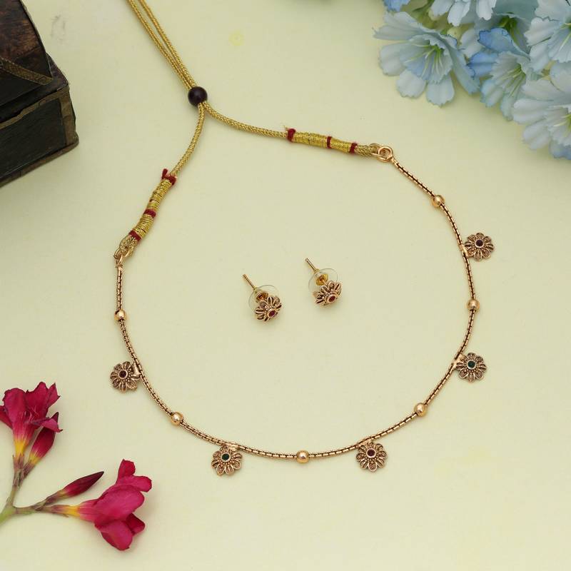 Elegant maroon & green color gold plated necklace set traditional party collection