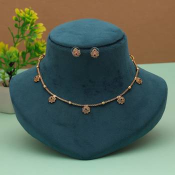 Elegant maroon & green color gold plated necklace set traditional party collection 2
