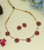 Premium rani & green color gold plated necklace set for women ethnic wear