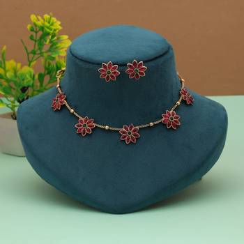 Premium rani & green color gold plated necklace set for women ethnic wear 2