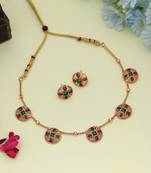 Stylish rani & green color gold plated necklace set bridal jewelry collection