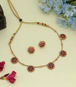 Royal rani & green color gold plated necklace set with traditional finish