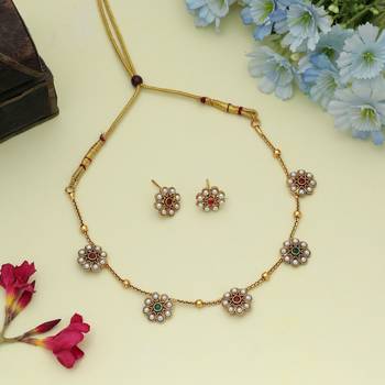Classic rani & green color gold plated necklace set for festive occasions 1
