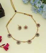 Classic rani & green color gold plated necklace set for festive occasions