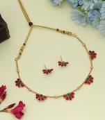 Graceful rani & green color gold plated necklace set elegant ethnic design