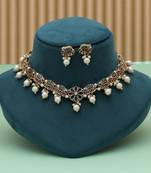 Royal maroon & green color meenakari necklace set for festive ethnic wear