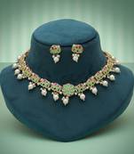 Premium pista green color meenakari necklace set traditional ethnic jewelry design
