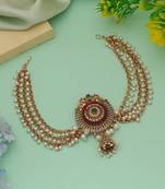 Elegant maroon & green color hair brooch traditional ethnic accessory for women