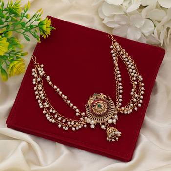 Elegant maroon & green color hair brooch traditional ethnic accessory for women 2