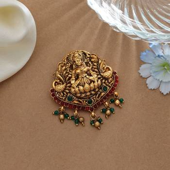 Elegant rani & green color temple hair barrette for bridal hairstyle collection 1