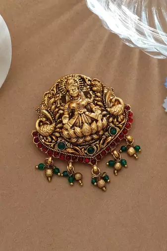 Elegant rani & green color temple hair barrette for bridal hairstyle collection