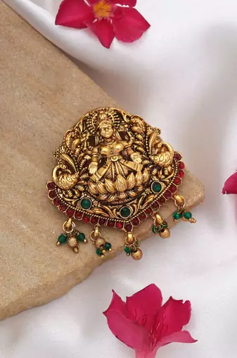 Elegant rani & green color temple hair barrette for bridal hairstyle collection