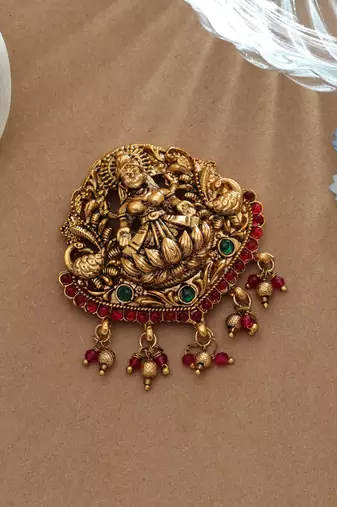 Graceful rani & green color temple hair barrette traditional festive hair accessory