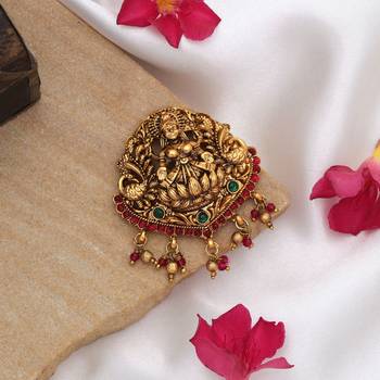 Graceful rani & green color temple hair barrette traditional festive hair accessory 2