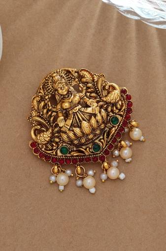 Premium rani & green color temple hair barrette elegant ethnic jewelry design