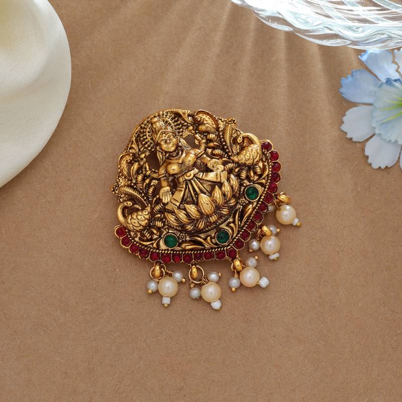 Premium rani & green color temple hair barrette elegant ethnic jewelry design