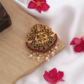 Premium rani & green color temple hair barrette elegant ethnic jewelry design 2