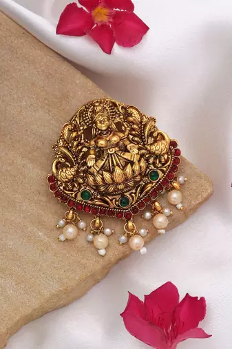 Premium rani & green color temple hair barrette elegant ethnic jewelry design