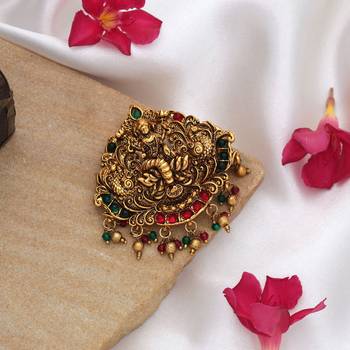 Designer rani & green color temple hair barrette for wedding hair styling 2