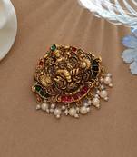 Antique rani & green color temple hair barrette traditional south indian design